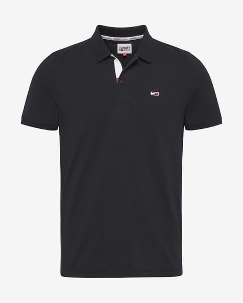 Tommy Jeans Slim Placket Poloshirt schwarz