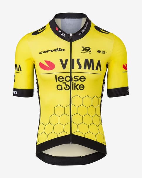 Maillot Visma Lease a Bike Premium Aero 2025 manga corta amarillo