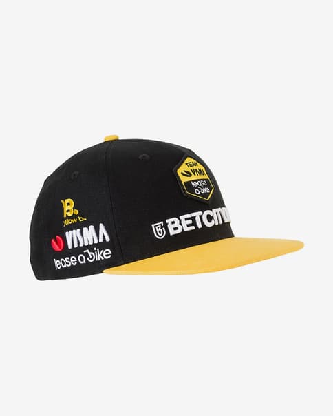 Gorra Visma Lease a Bike Podium Flat 2025 negro amarillo