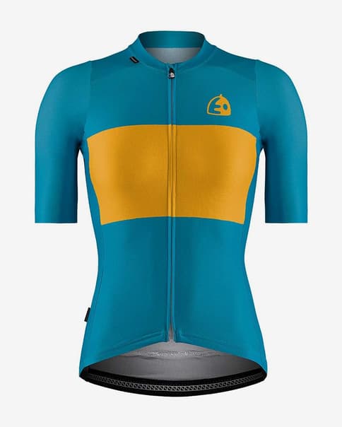Maillot Etxeondo Bika manga corta azul claro amarillo mujer