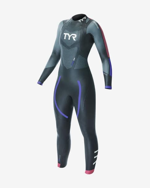 Traje neopreno TYR Hurricane Category 3 manga larga negro rosa azul mujer