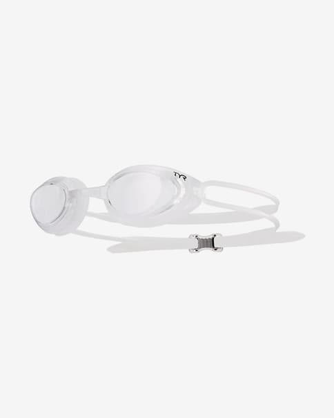 Gafas de natación TYR Blackhawk Racing blanco con lentes transparentes