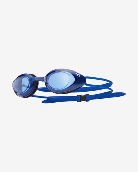 Gafas de natación TYR Blackhawk Racing azul con lentes transparentes azules
