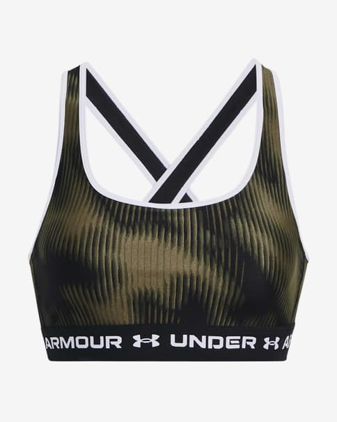 Sujetador Under Armour Crossback Mid Printed verde oscuro negro blanco