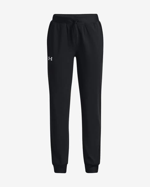 Czarne, długie spodnie dla dziewczynek Under Armour Sport Woven