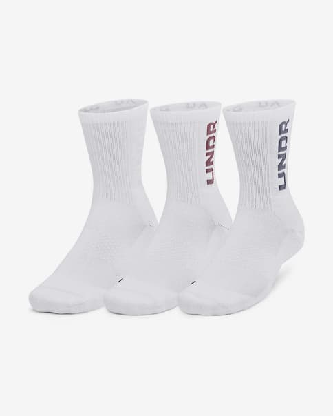 Calcetines Under Armour 3-Maker Mid-Crew blanco puro negro (3 pares)