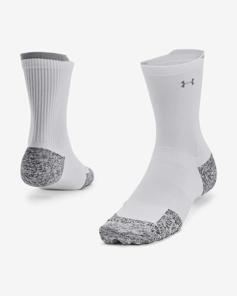 Calcetines Under Armour Run Mid-Crew Cushion No Show blanco gris
