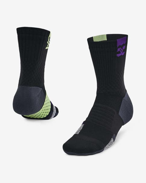 Calcetines Under Armour Playmaker Mid-Crew negro verde