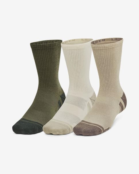 Calcetines Under Armour Performance Tech Crew verde beige blanco (3 pares)