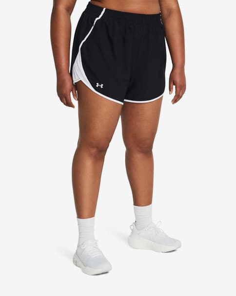 Pantalón corto Under Armour Fly-By 3" negro blanco mujer