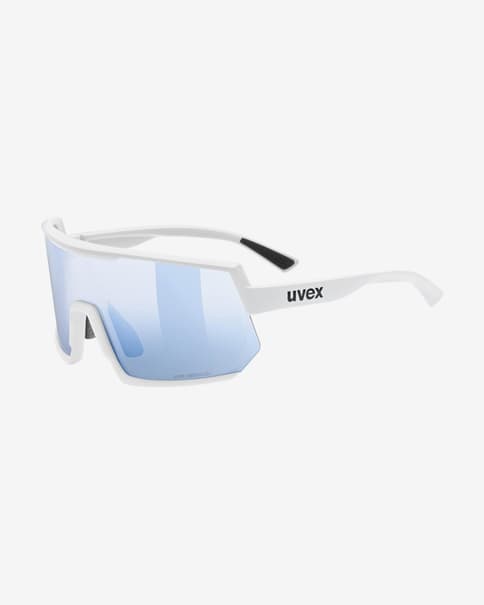 Óculos Uvex Sportstyle 235 Variomatic branco fosco com lente fotocromática espelhada azul