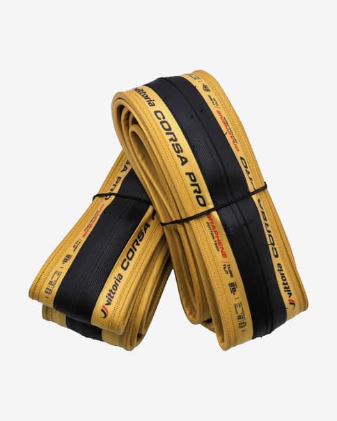 Pack cubierta Vittoria Corsa PRO Gold Limited Edition 700x28 Tubeless Ready (2 unidades) marrón