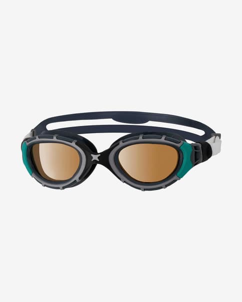 Gafas de natación Zoggs Predator Flex Polarized Ultra Small negro azul con lentes polarizadas naranja