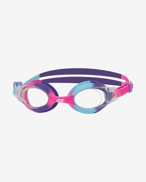 Gafas de natación Zoggs Little Bondi azul lila rosa con lentes transparentes infantil