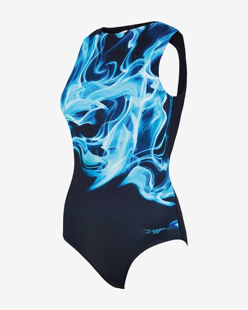 Bañador Zoggs High Front Ocean azul marino azul claro mujer