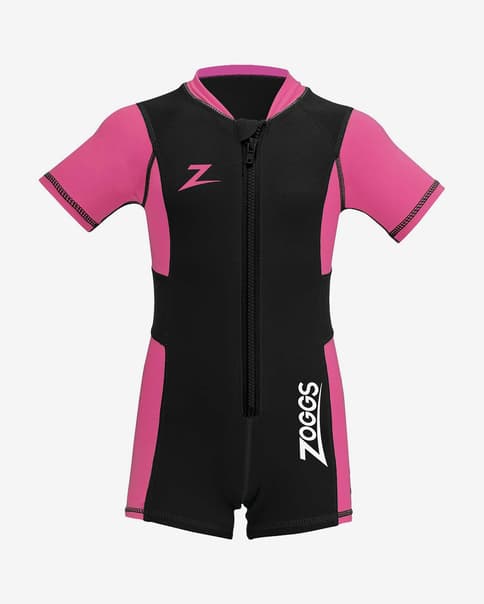 Traje de neopreno Zoggs Light Shorty 1.5 manga corta negro rosa infantil