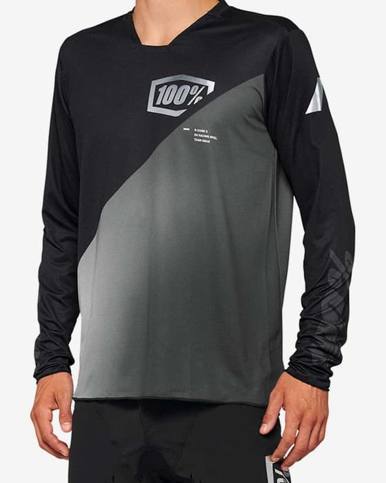 Maillot 100 % R-Core X manche longue charbon gris noir foncé