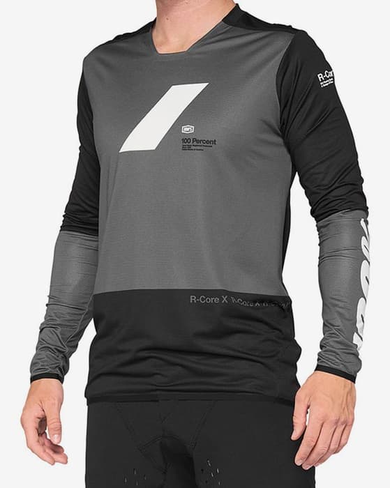 Maillot 100% R-Core X manga larga gris carbón negro
