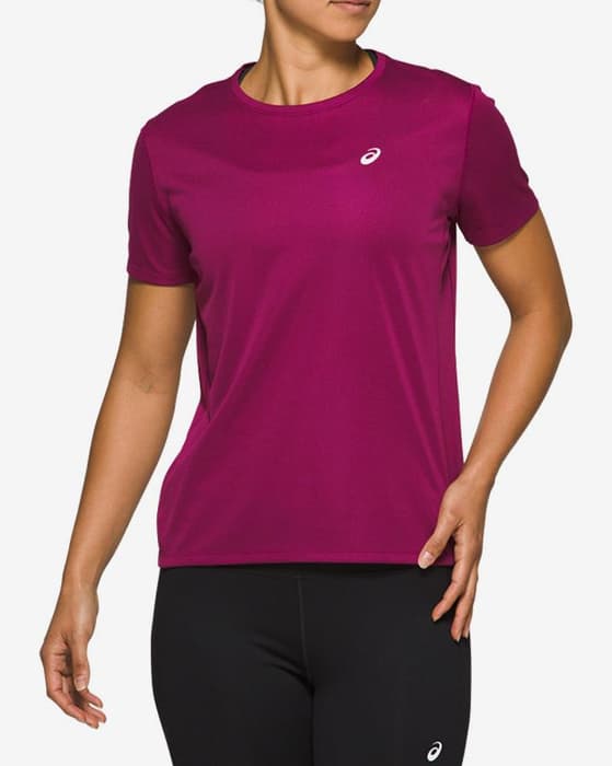 Camiseta ASICS Katakana manga corta granate mujer