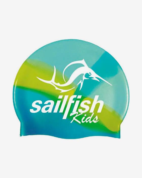 Gorro de natación Sailfish Silicon Cap Kids azul amarillo infantil
