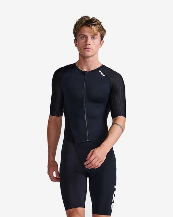 2XU Aero Short Sleeve Trisuit Black White
