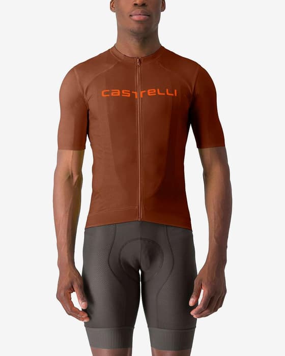 Maillot Castelli Prologo Lite manches courtes marron orange