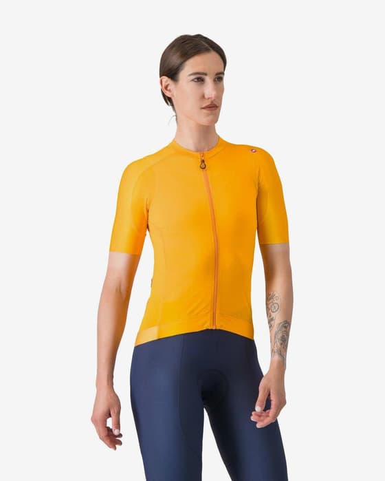Maillot Castelli Espresso manches courtes jaune orange femme