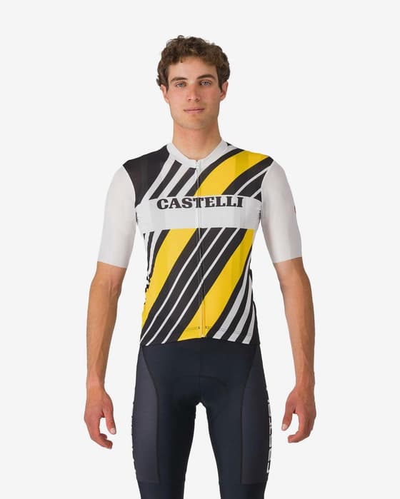 Maillot Castelli Heritage manche courte noir blanc jaune
