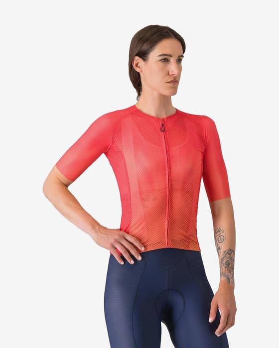 Maillot Castelli Climber's A/C manche courte rouge hibiscus femme