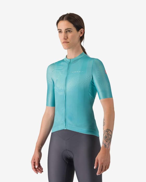 Maillot Castelli Fantasia manche courte bleu piscine femme