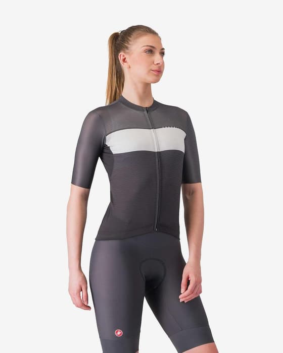 Maillot Castelli Élégant manche courte noir gris foncé femme