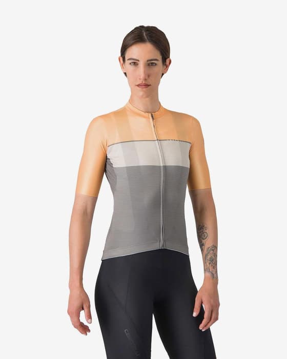 Maillot Castelli Élégant manche courte orange gris femme