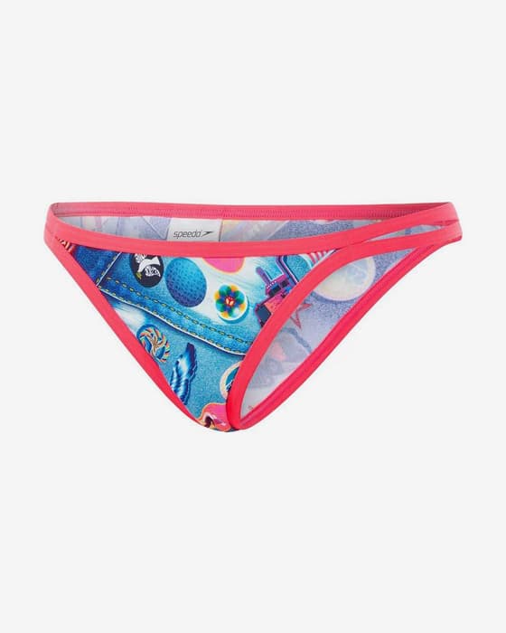 Bas de maillot de bain Speedo Retro Pop String bleu rouge femme