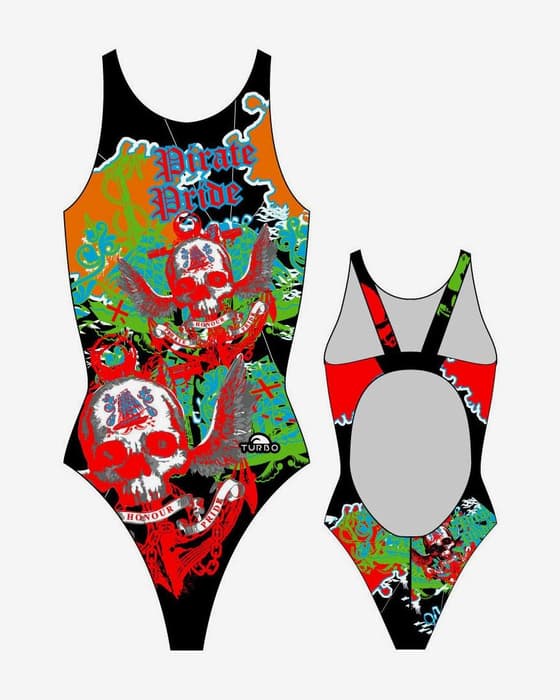 Maillot de bain de natation Turbo Pirate Treasure bretelles larges noir femme