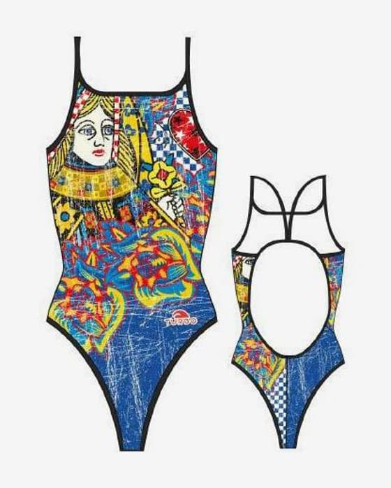 Maillot de bain de natation Turbo Queen Heart Vintage bretelles fines femme