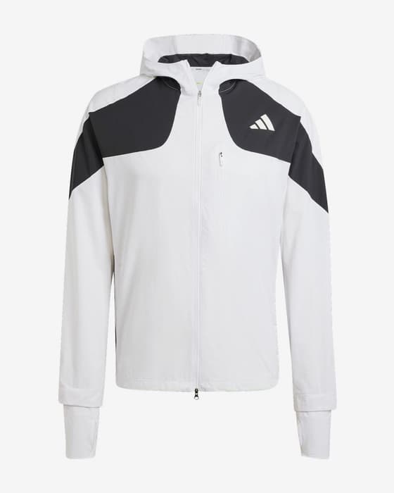 Chaqueta con capucha adidas Adizero Running blanco negro