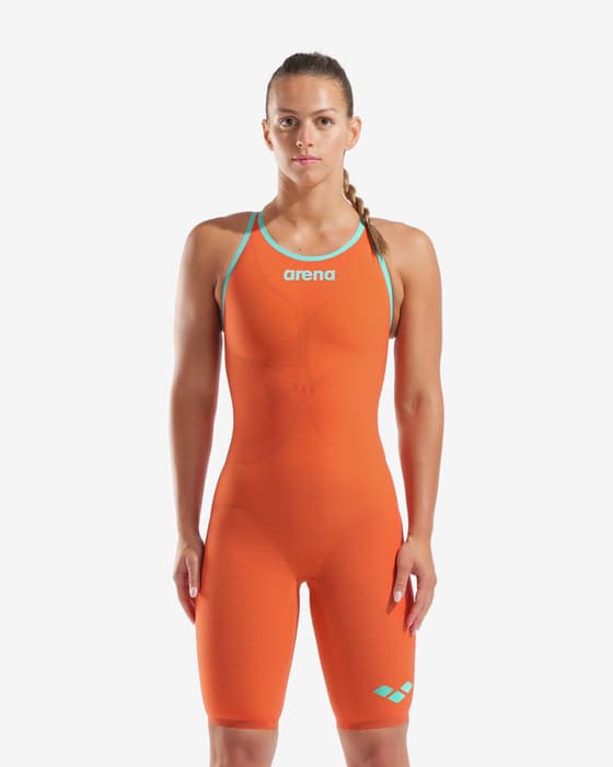 Maillot de bain Arena Powerskin Carbon Air 2 Sunset Coral dos fermé orange bleu pastel femme