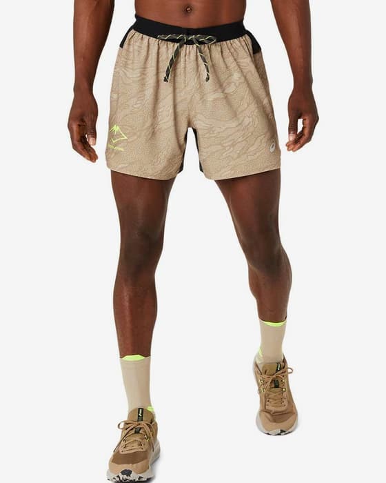 Pantalón corto ASICS Fujitrail All Over Print 5In beige negro verde