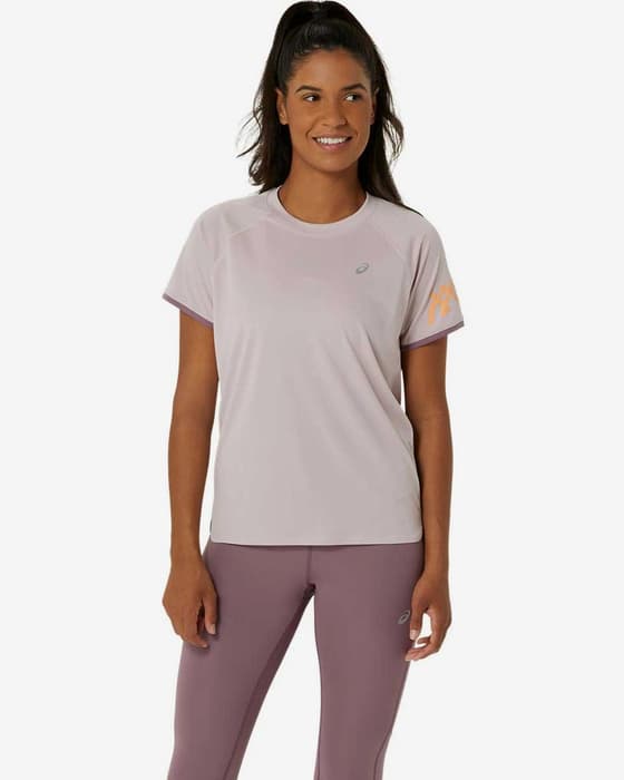 Camiseta ASICS Icons manga corta lila claro naranja mujer