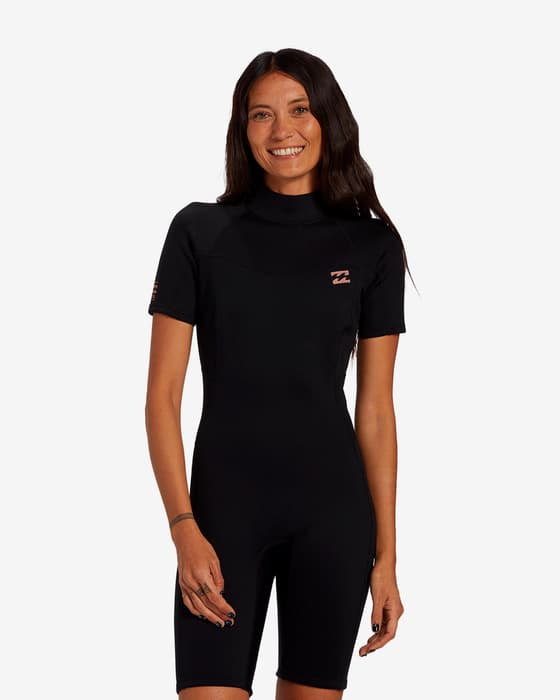 Traje neopreno corto Billabong Foil 2 mm negro naranja mujer