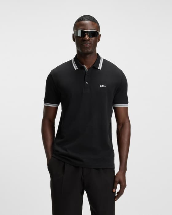 Polo BOSS Green Paddy manga corta negro puro