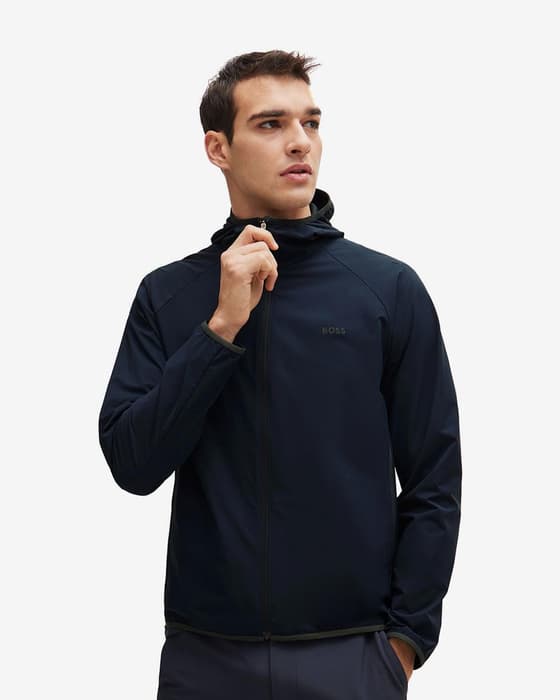 Chaqueta con capucha BOSS Green Cush azul marino