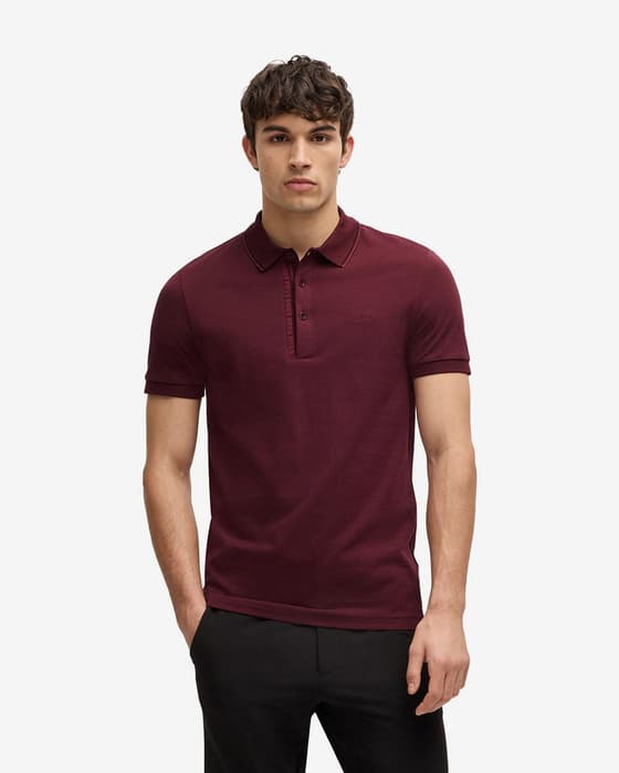 Polo BOSS Green Paule Logo manga corta rojo oscuro