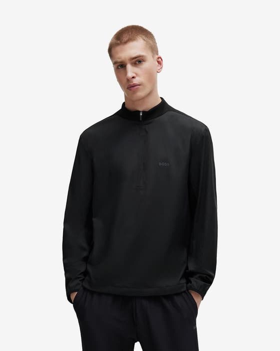 Sudadera BOSS Green Faster Half Zip negro puro