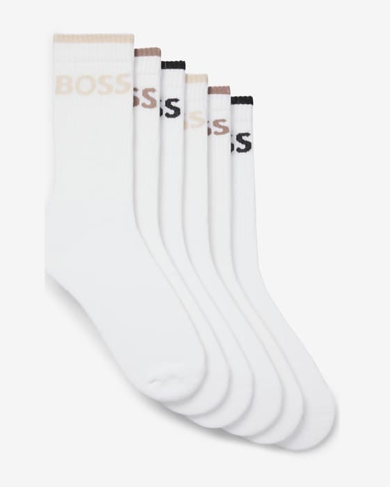 Calcetines BOSS Strippe blanco beige negro (6 pares)