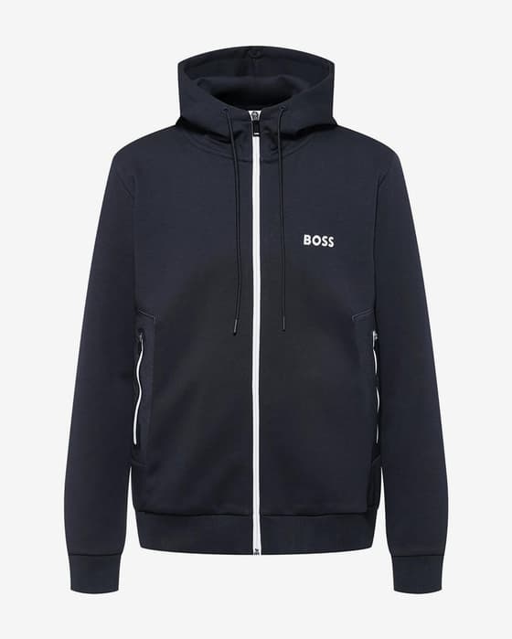 Sudadera con capucha BOSS Green Saggy Full Zip azul marino