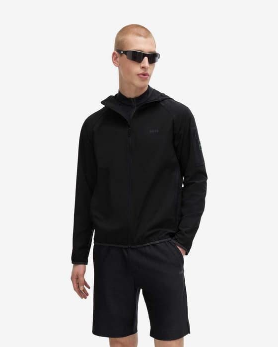 Chaqueta con capucha BOSS Green Cush negro puro