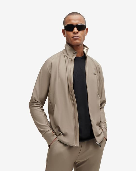Sudadera BOSS Green Sicon Active Full Zip marrón