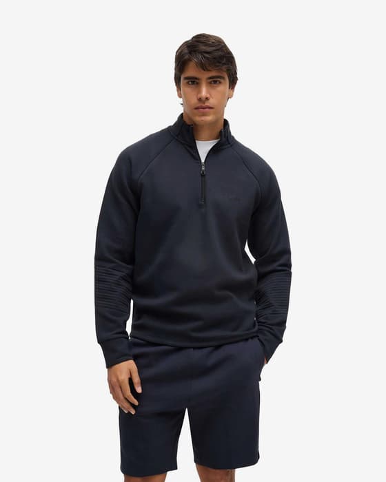 Sudadera BOSS Green Sweat Half Zip azul oscuro