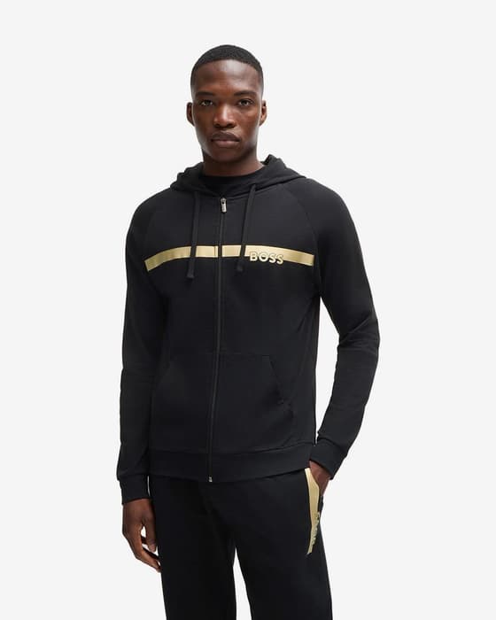 Sudadera con capucha BOSS Authentic Full Zip negro dorado